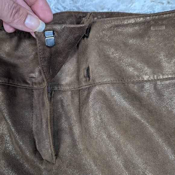 Y2K Vintage Cache Metallic Leather Bootcut Pants Bronze Brown Size 8 - Picture 7 of 15